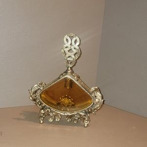 1930 FILIGREE ORMOLU GOLD GILTED 7X9" PERFUME BOTTLE